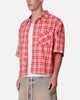 MNML Crop Flannel Short Sleeve Shirt Red