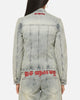 Ed Hardy Women's Vaulted Denim Moto Jacket Vintage Blue