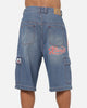 X-Large Oval Baggy Cargo Denim Shorts Indigo Blue