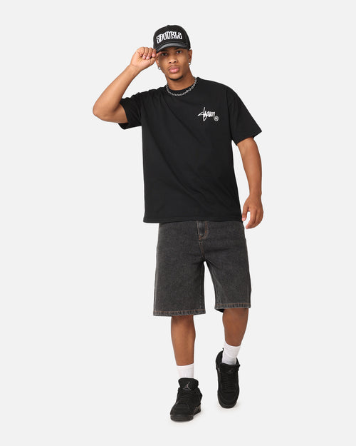 S Double Denim Standard Shorts Washed Black