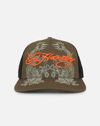 Ed Hardy Dragon Trucker Snapback Khaki
