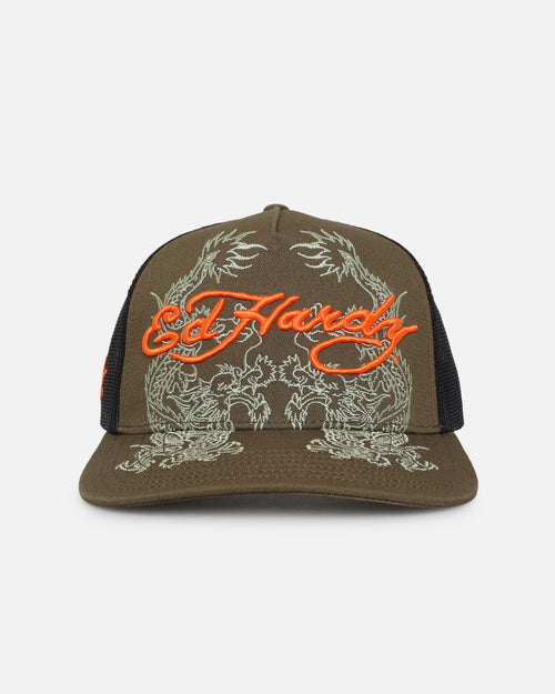 Ed Hardy Dragon Trucker Snapback Khaki