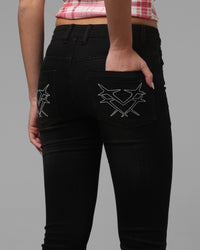 Loiter Women's Shibuya Low Rise Jeans Washed Black Denim