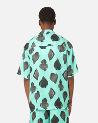 99 Cabana Four Suits Short Sleeve Button Up Shirt Teal/Black