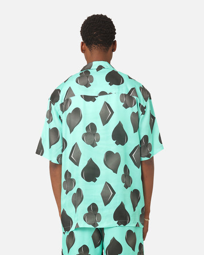 99 Cabana Four Suits Short Sleeve Button Up Shirt Teal/Black