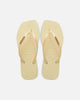 Havaianas Women's Square Toe Logo Metallic Thongs Butter