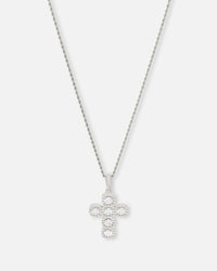 Saint Morta Iced Cushion Cross Pendant Iced White Gold