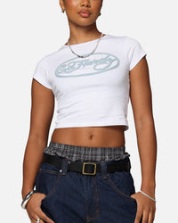 Ed Hardy Women's Distressed Logo Baby T-Shirt White