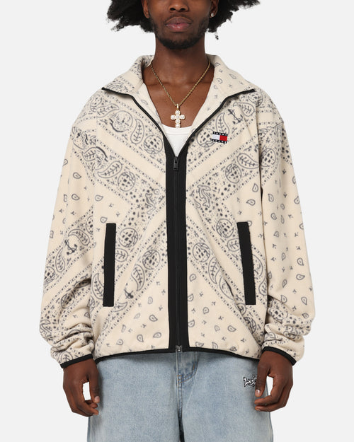 Tommy Jeans Relaxed Zip Paisley Fleece Jacket Newsprint