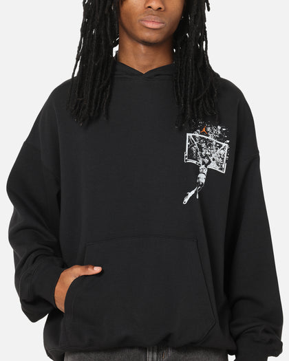 Jordan Brooklyn Shattered Back Board Oversized Pullover Hoodie Black