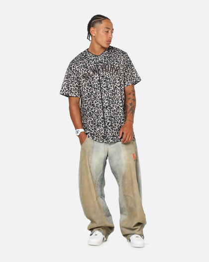 Majestic Athletic New York Yankees Leopard Baseball Button Up Shirt Leopard