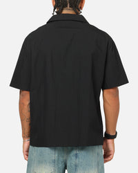 Saint Morta Raw Cut Twill Button Up Shirt Black