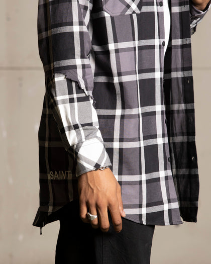 Saint Morta Patriot Long Sleeve Flannel Shirt Black/Grey