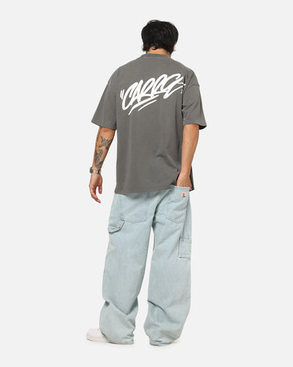 Carre Tag Mock Neck T-Shirt Black Acidwash