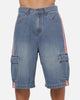 X-Large Oval Baggy Cargo Denim Shorts Indigo Blue
