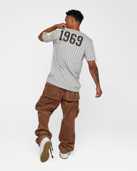 New Era San Diego Padres Pinstripe T-Shirt Grey