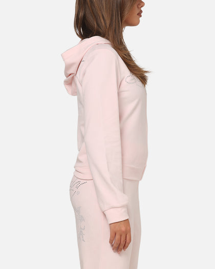 Ed Hardy Women's Rhinestone Cropped Hoodie Pink