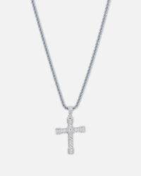 Saint Morta Iced Cross Pendant White Gold