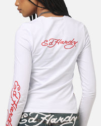 Ed Hardy Women's Koi Long Sleeve T-Shirt White