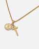 Guess Mainline Rebel Knight 26" 4G Coin And Dagger Necklace Gold