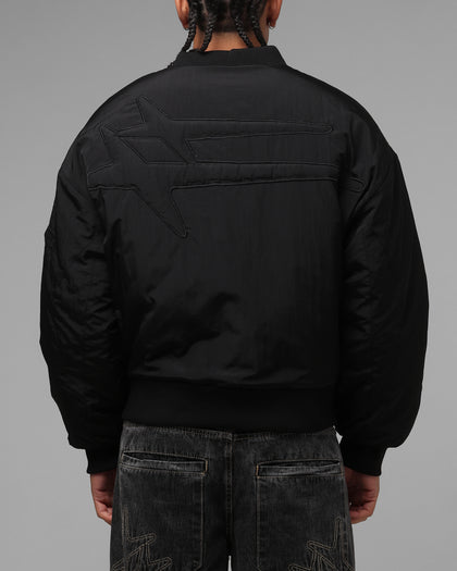Loiter Hybrid Cropped Bomber Jacket Black