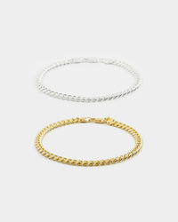 House Of Auric 5mm Cuban Bracelet Set Gold/Silver