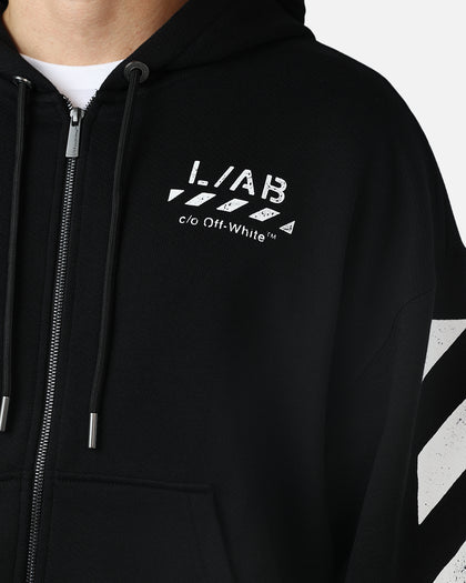 Off White Diag Full Zip Hoodie Black
