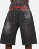 Ed Hardy Dragon Jorts Washed Black