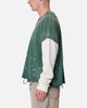 MNML Layered Distressed Painted Long Sleeve T-Shirt Green
