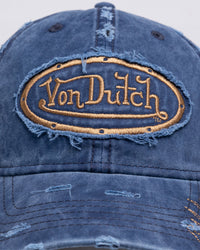 Von Dutch Distressed Zigzag Dad Strapback Cap Navy
