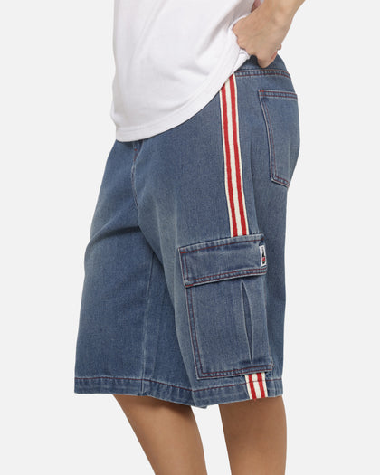 X-Large Oval Baggy Cargo Denim Shorts Indigo Blue