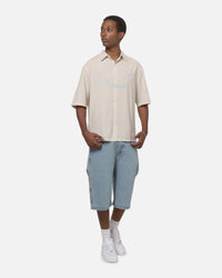 Vouseti Full Court Button Up Shirt Latte White Stripe