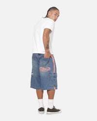 X-Large Oval Baggy Cargo Denim Shorts Indigo Blue
