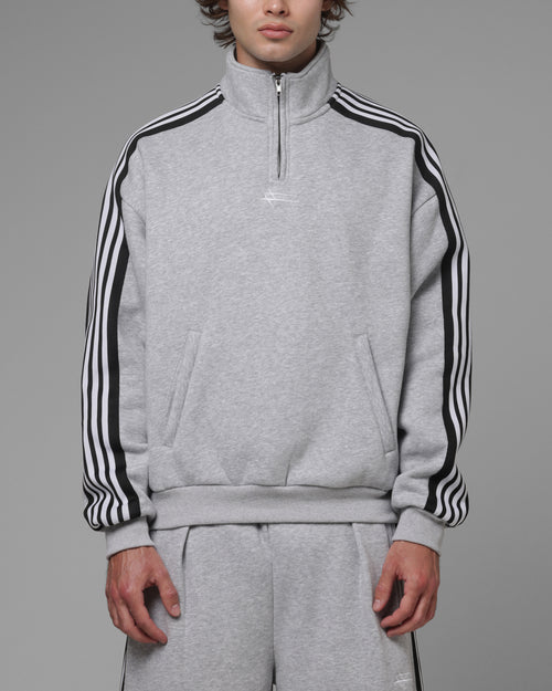 Loiter Hybrid Track Quarter Zip Grey Marle