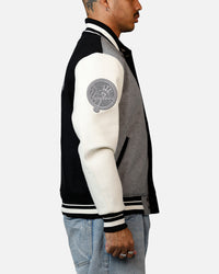 Pro Standard New York Yankees Reverse French Terry Wool Varsity Jacket Black/Grey