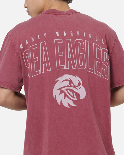 Bleacher Athletic Manly Sea Eagles NRL Attrition Washed T-Shirt Burgundy