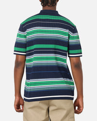 Adidas Originals Knit Stripe Polo T-Shirt Night Indigo/Green