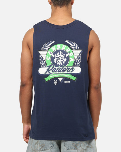 Bleacher Athletic Canberra Raiders NRL Adult Muscle T-Shirt Navy