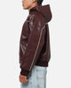 Carre Velocity Vegan Leather Bomber Jacket Burgundy