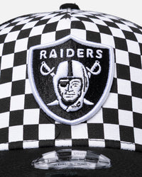 New Era Las Vegas Raiders 'Checker Trucker' 9FORTY A-Frame Trucker Snapback White