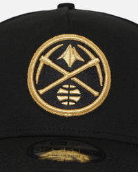 New Era Denver Nuggets 'NBA Black & Gold Embroidery' 9FORTY A-Frame Snapback Black/Gold
