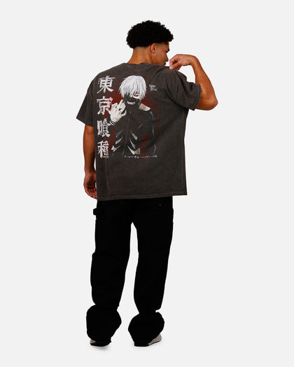 73Studio X Tokyo Ghoul Kaneki Vintage T-Shirt Black Acidwash