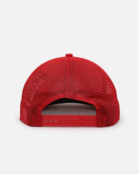 New Era Los Angeles Dodgers 'Podium Pack' Pre-Curved Golfer Trucker Snapback Scarlet/Metallic Gold