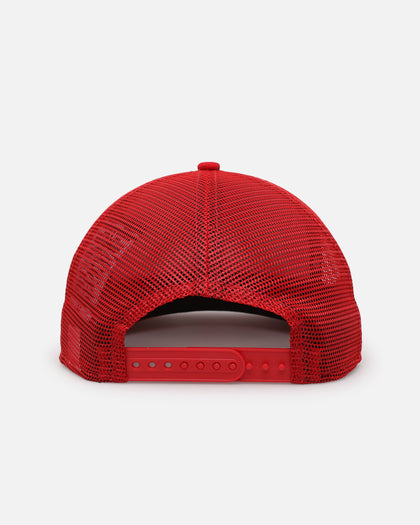 New Era Los Angeles Dodgers 'Podium Pack' Pre-Curved Golfer Trucker Snapback Scarlet/Metallic Gold