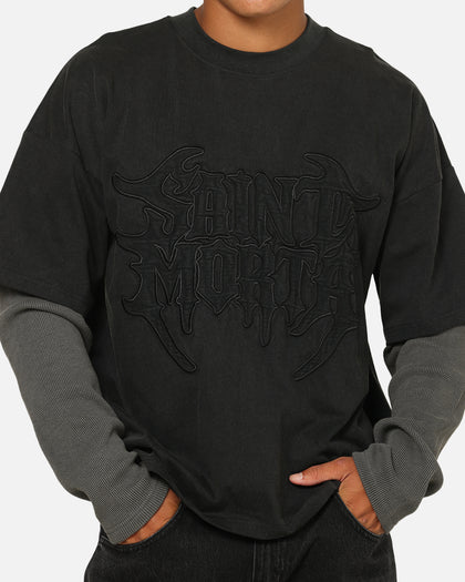 Saint Morta Crested Wing Long Sleeve Layered T-Shirt Vintage Black