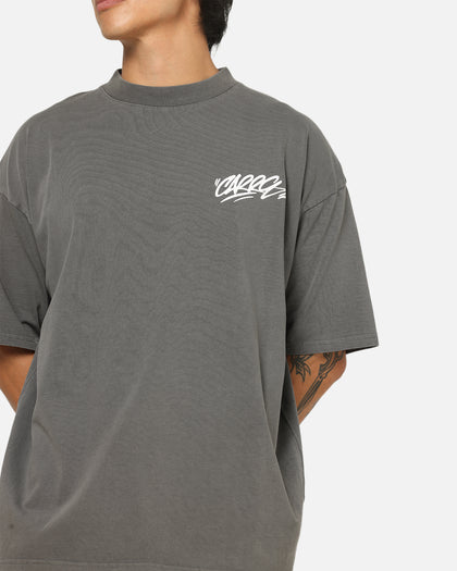 Carre Tag Mock Neck T-Shirt Black Acidwash