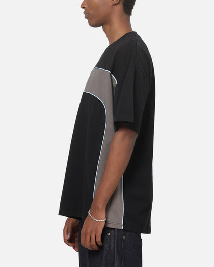 Carre Athletic Panel Crew T-Shirt Washed Black
