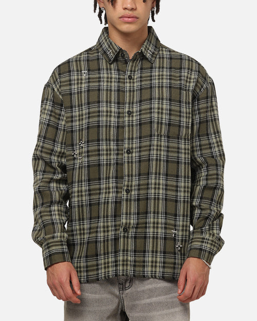 Saint Morta Credo Plaid Long Sleeve Button Up Shirt Green-plaid