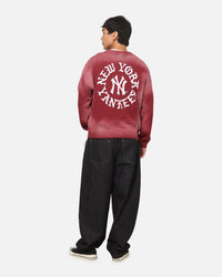 Majestic Athletic New York Yankees Black Letter Knit Crewneck Sour Cherry