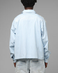 Loiter Pearl Button Up Shirt Blue Stripe